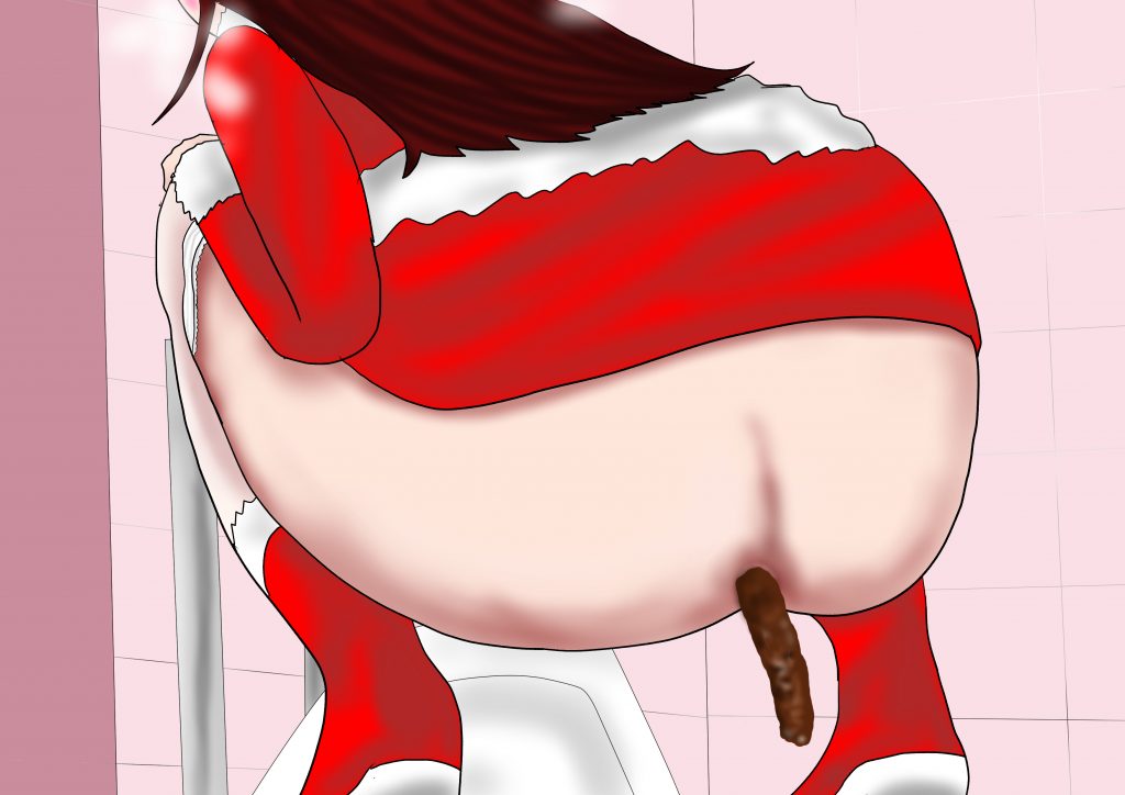 2次元キャラトイレ覗きイラストクリスマス2020サンタJD剝き尻うんこトイレ覗き