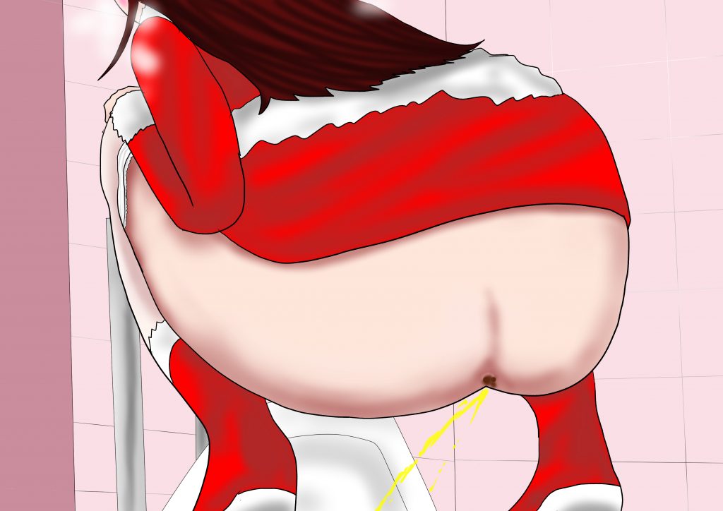 2次元キャラトイレ覗きイラストクリスマス2020サンタJD剝き尻うんこトイレ覗き